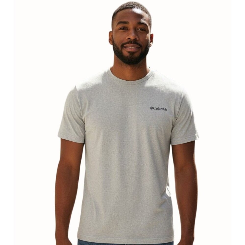 Columbia Mens Heather Gray Omni Wick Performance T-Shirt Small Breathable NEW
